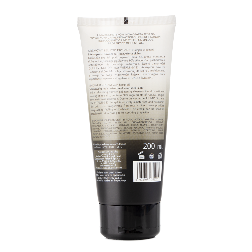 Creme Duschgel mit Hanf-Öl_200 ml (für empfindliche oder gereizte Haut geeignet)_MHD-30.04.26